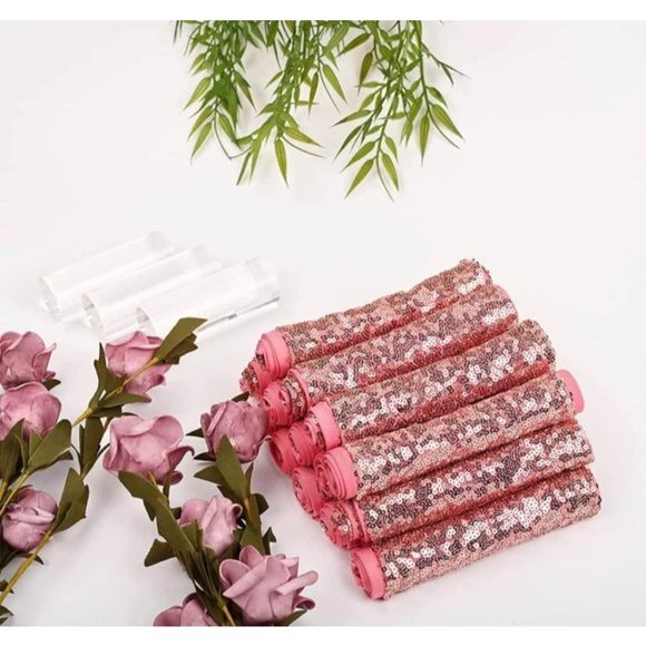 50 pieces | Rose Gold Sequin Chair Sashes Stretch Spandex Bands Sparkling - Picture 4 of 5